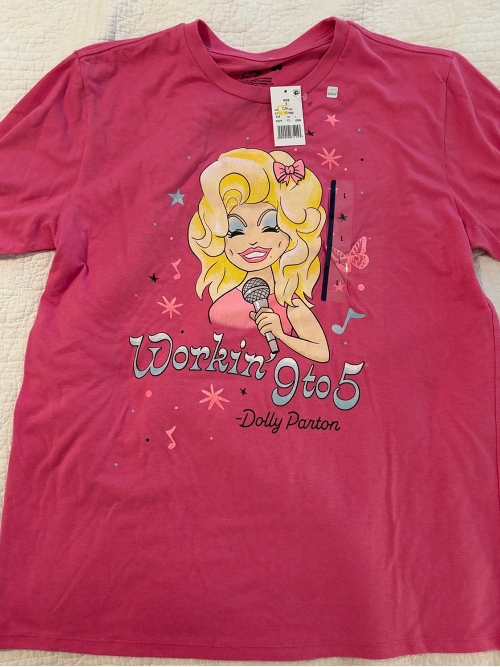 Dolly Parton Pink Tshirt – Workin' 9 to 5 Design ….Bin 9